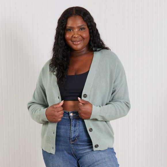 Zenana Outfitters Sweaters - NWT Zenana Button Down Cardigan in Light Jade